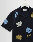 WAX LONDON OVERHEMD DIDCOT SS SHIRT FLOWER APPLIQUE NAVY/MULTI