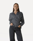 ANOTHER-LABEL BLOUSE ELIF STRIPE TOP BLACK WHITE