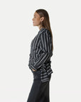 ANOTHER-LABEL BLOUSE ELIF STRIPE TOP BLACK WHITE