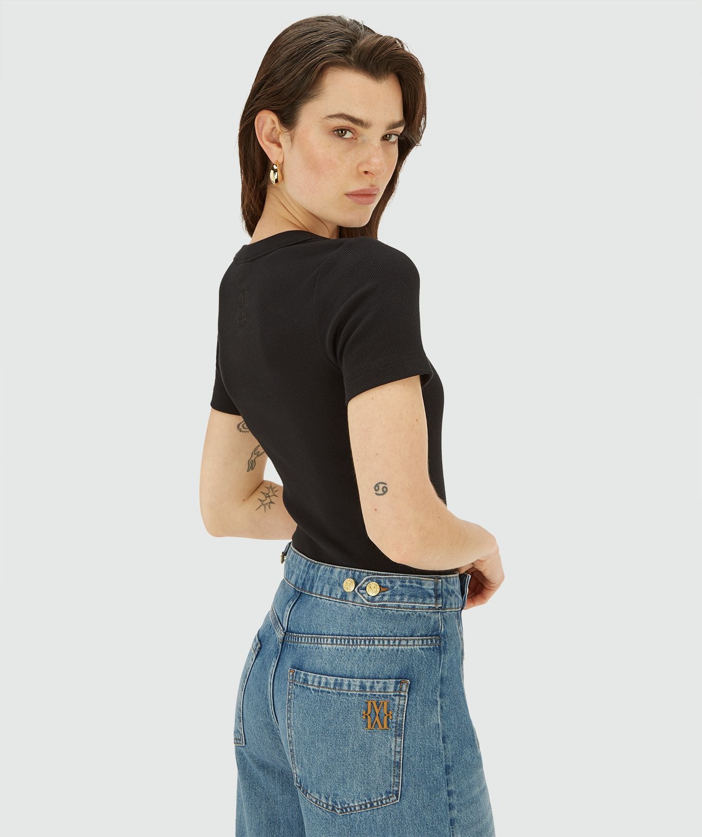 JOSH V T-SHIRT FLORELLE SLIM FIT BLACK