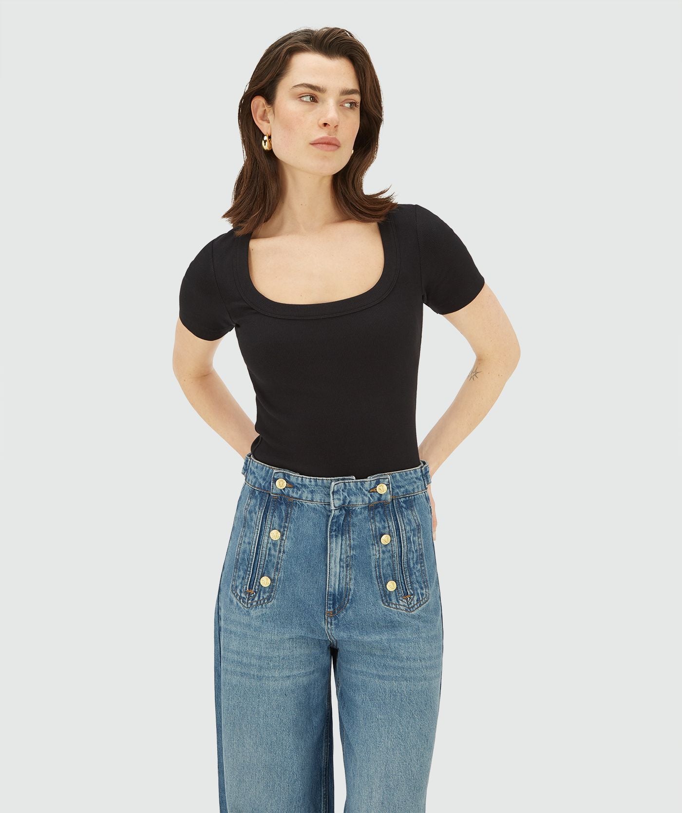 JOSH V T-SHIRT FLORELLE SLIM FIT BLACK