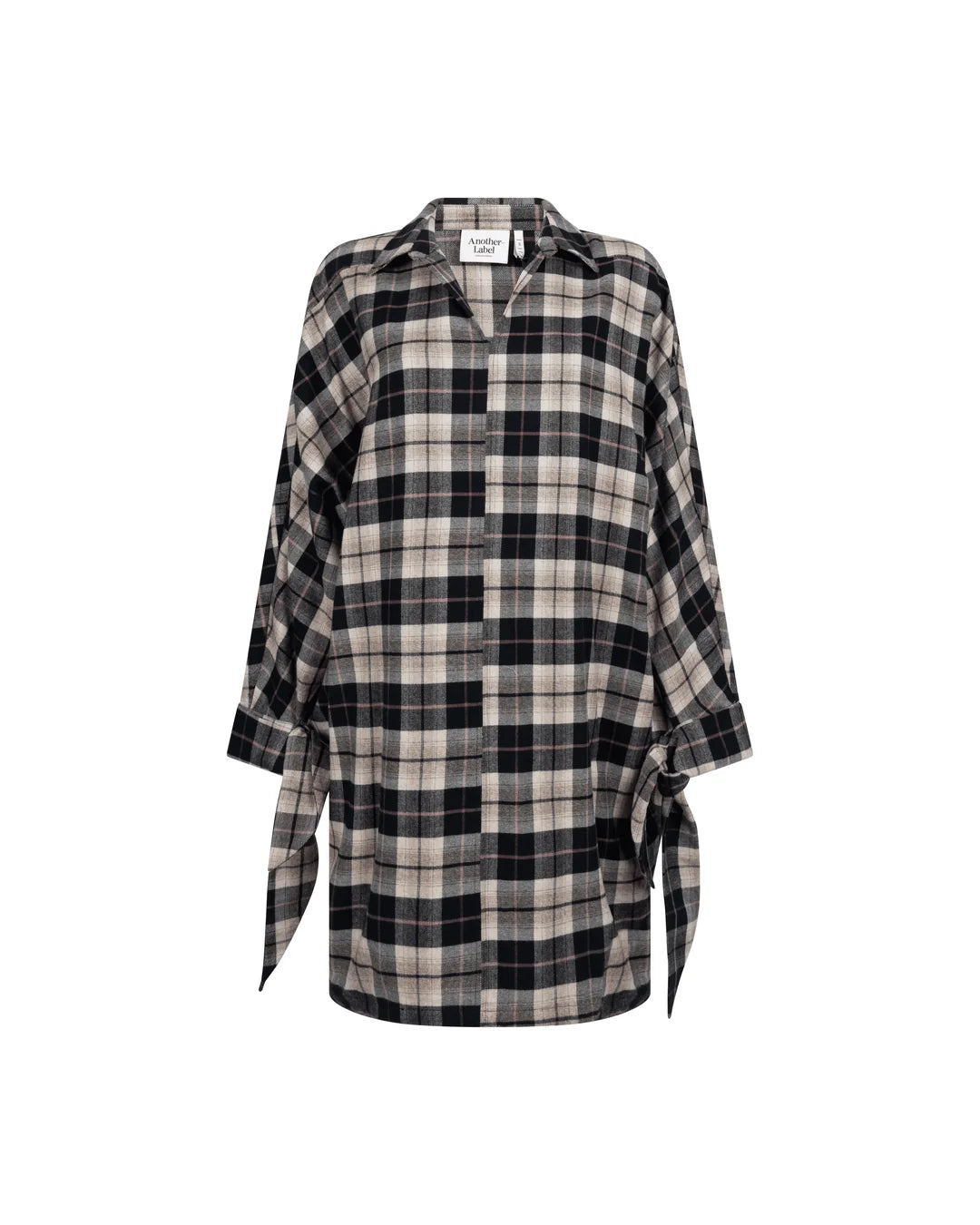 ANOTHER-LABEL JURK FRANCOISE CHECK DRESS BLACK SANDSHELL