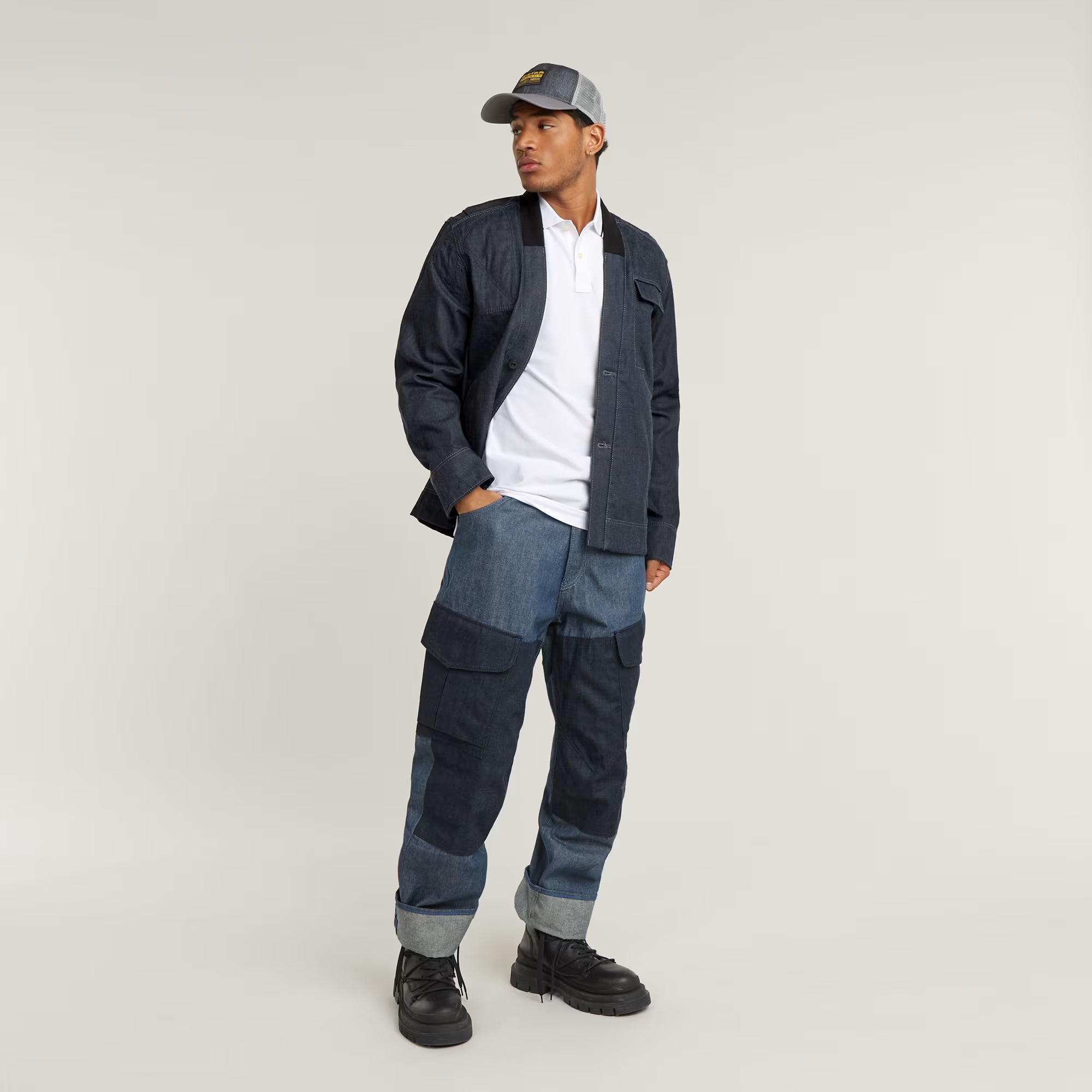 G-STAR RAW MEN POLO DUNDA SLIM STRIPE WHITE