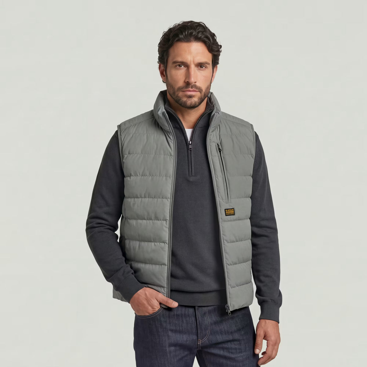 G-STAR RAW MEN BODYWARMER FOUNDATION GREY PEWTER