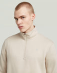 G-STAR RAW MEN SWEATER PREMIUM CORE HALF ZIP WHITEBAIT