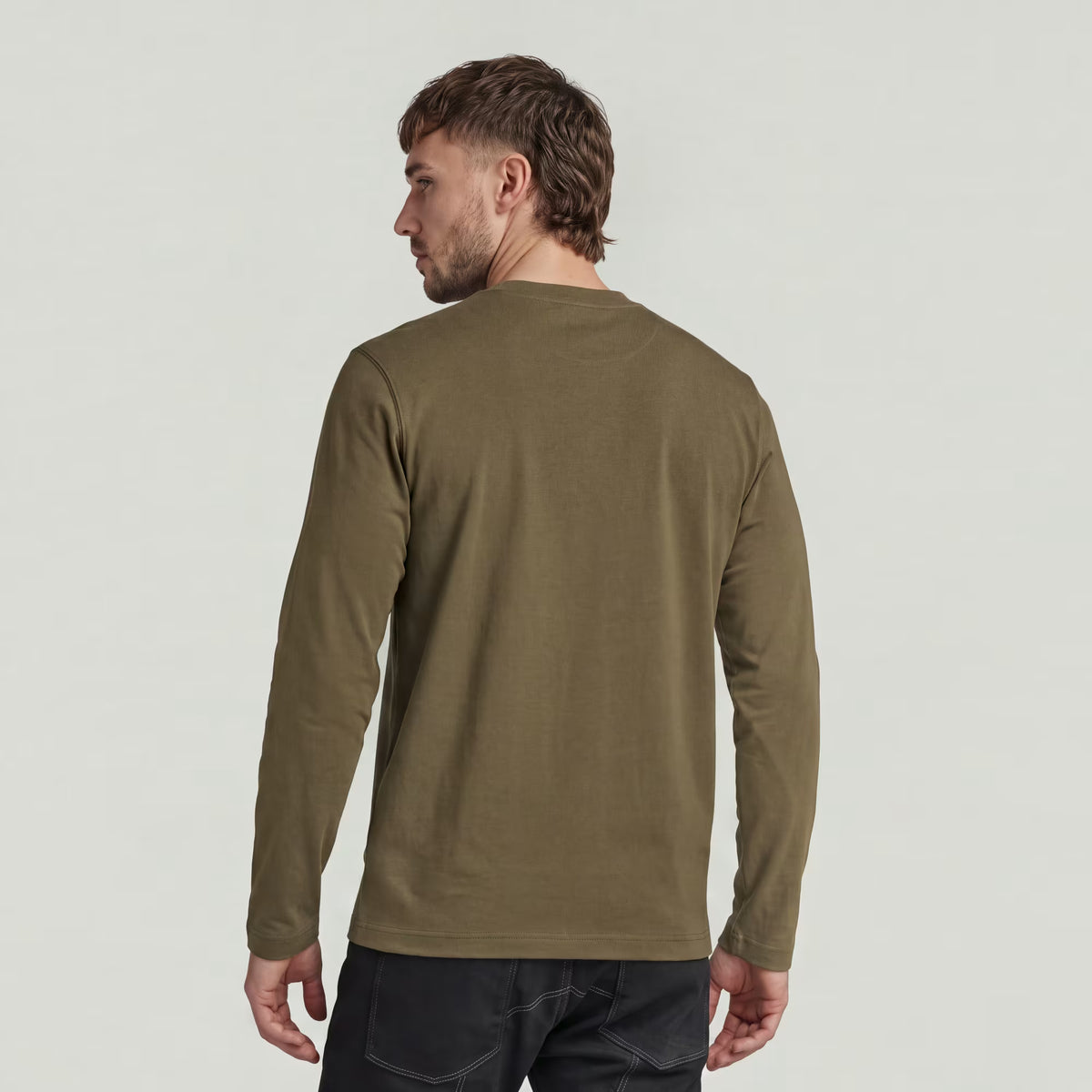 G-STAR RAW MEN SWEATER TRUE REGULAR T-SHIRT DARK KHAKI