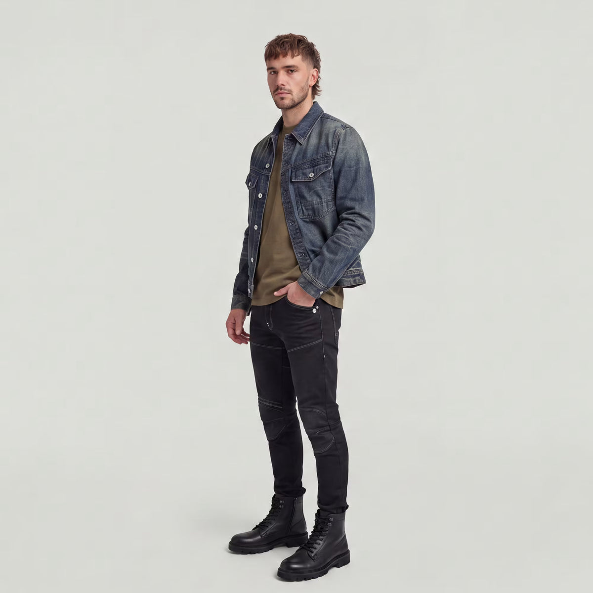 G-STAR RAW MEN SWEATER TRUE REGULAR T-SHIRT DARK KHAKI