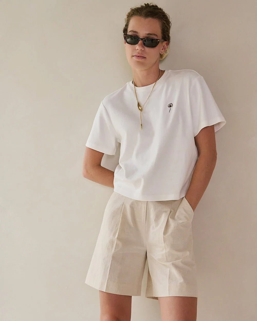 ANOTHER-LABEL T-SHIRT GINA FLOWER S/S OFF WHITE