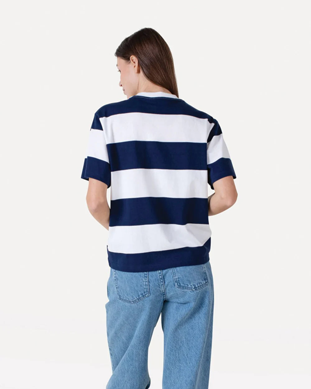 ANOTHER-LABEL T-SHIRT GINI S/S STRIPE NIGHT SKY OFF WHITE