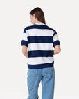 ANOTHER-LABEL T-SHIRT GINI S/S STRIPE NIGHT SKY OFF WHITE