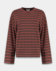 HARPER & YVE SWEATER TOMMY-LS SADDLE BROWN/RED
