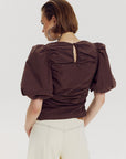 HARPER & YVE BLOUSE NIKO-SS HOT FUDGE
