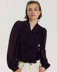 HARPER & YVE BLOUSE DEBBY-LS HOT FUDGE