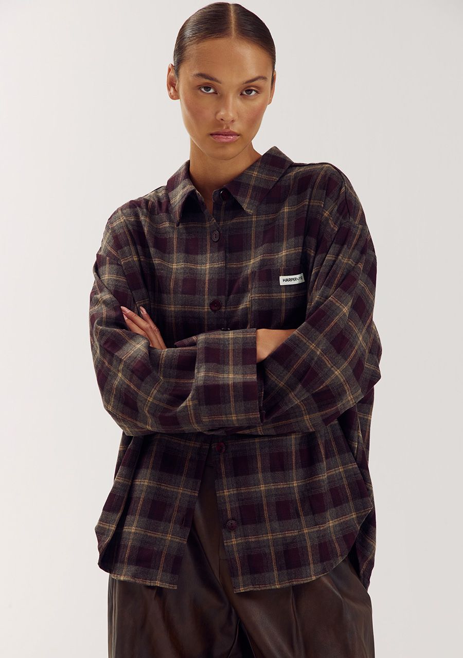 HARPER &amp; YVE BLOUSE JELLA-LS TIPSY RED CHECK