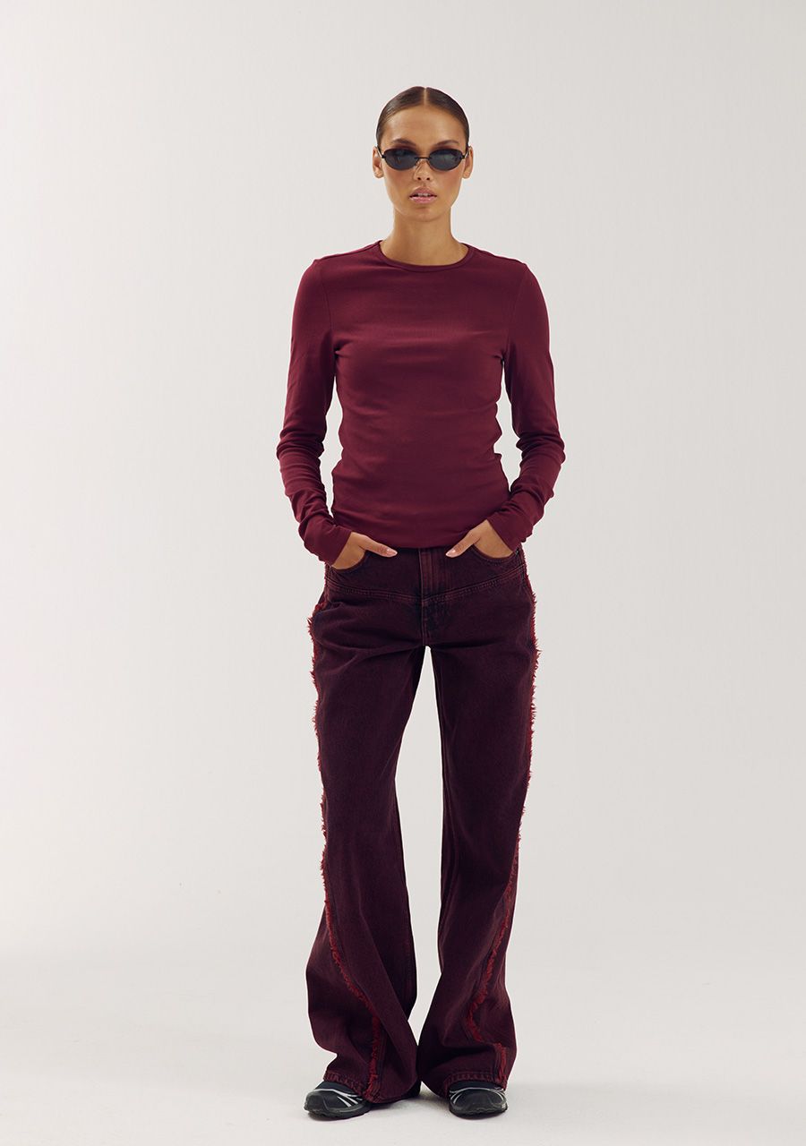 HARPER &amp; YVE TOP JASON-LS TIPSY RED