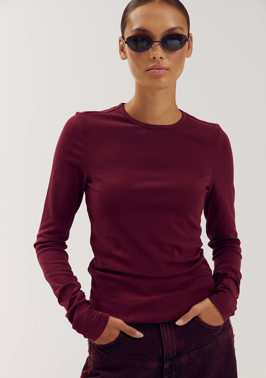 HARPER &amp; YVE TOP JASON-LS TIPSY RED