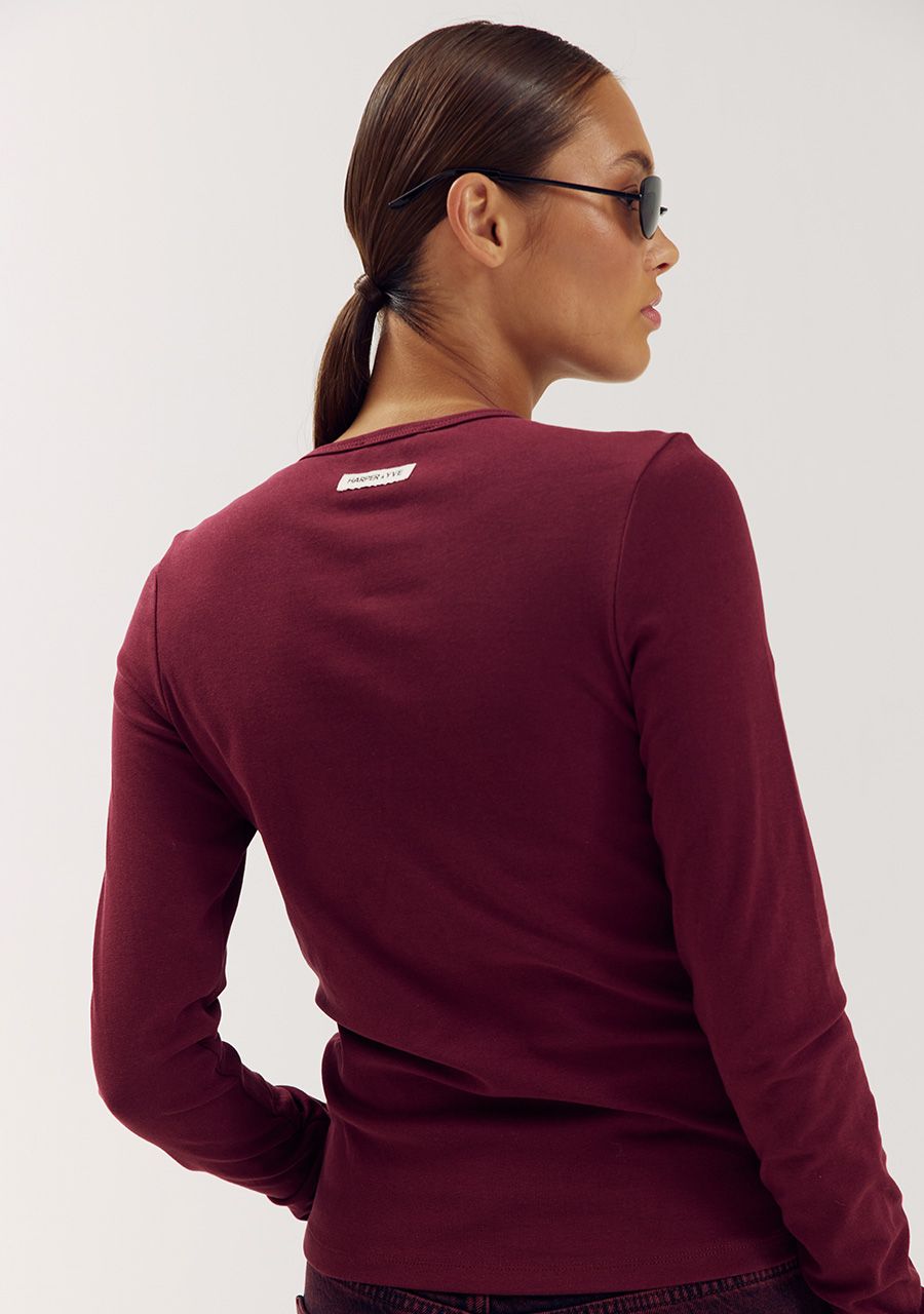 HARPER &amp; YVE TOP JASON-LS TIPSY RED