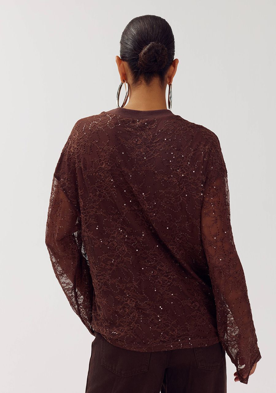 HARPER &amp; YVE TOP ELANA-LS HOT FUDGE
