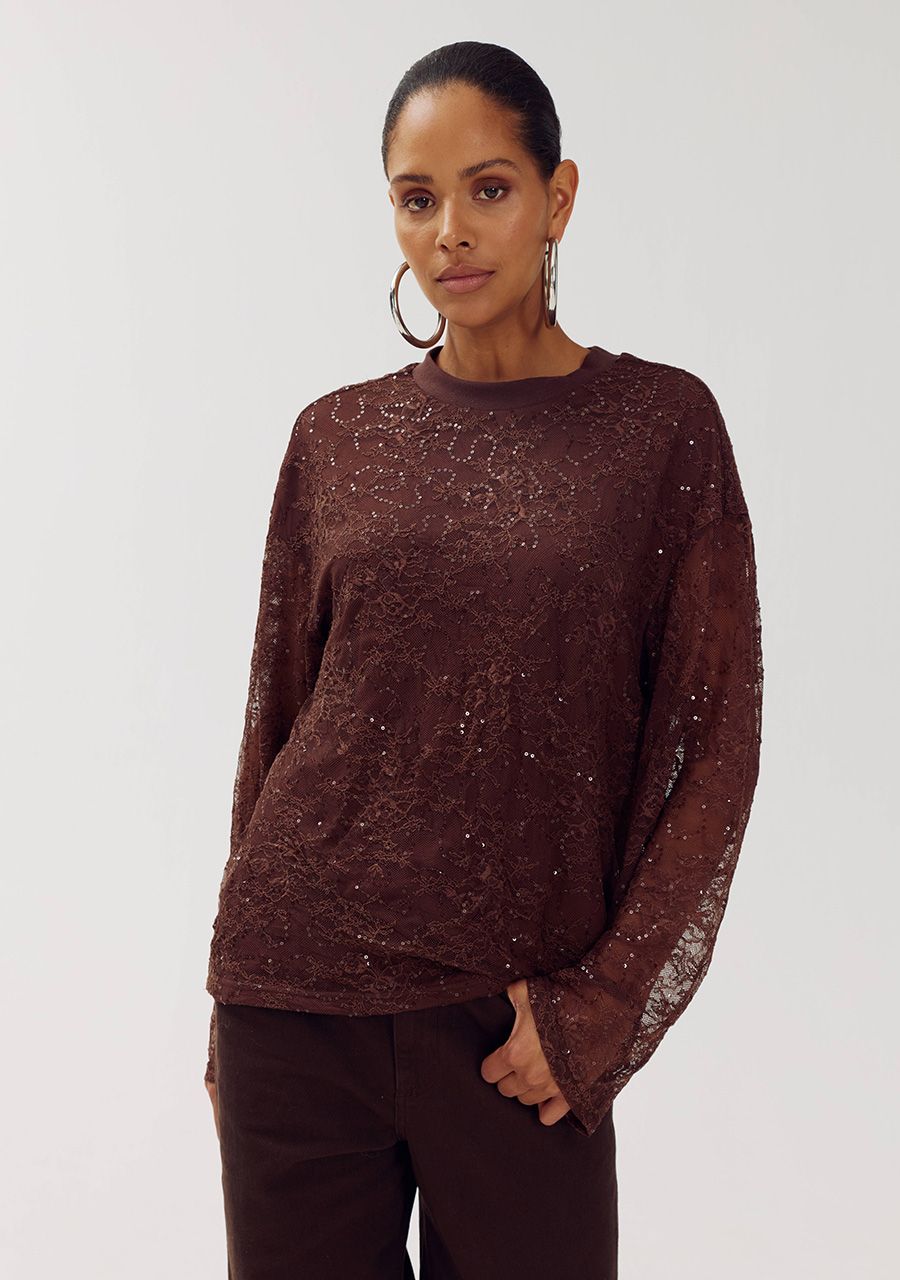 HARPER &amp; YVE TOP ELANA-LS HOT FUDGE