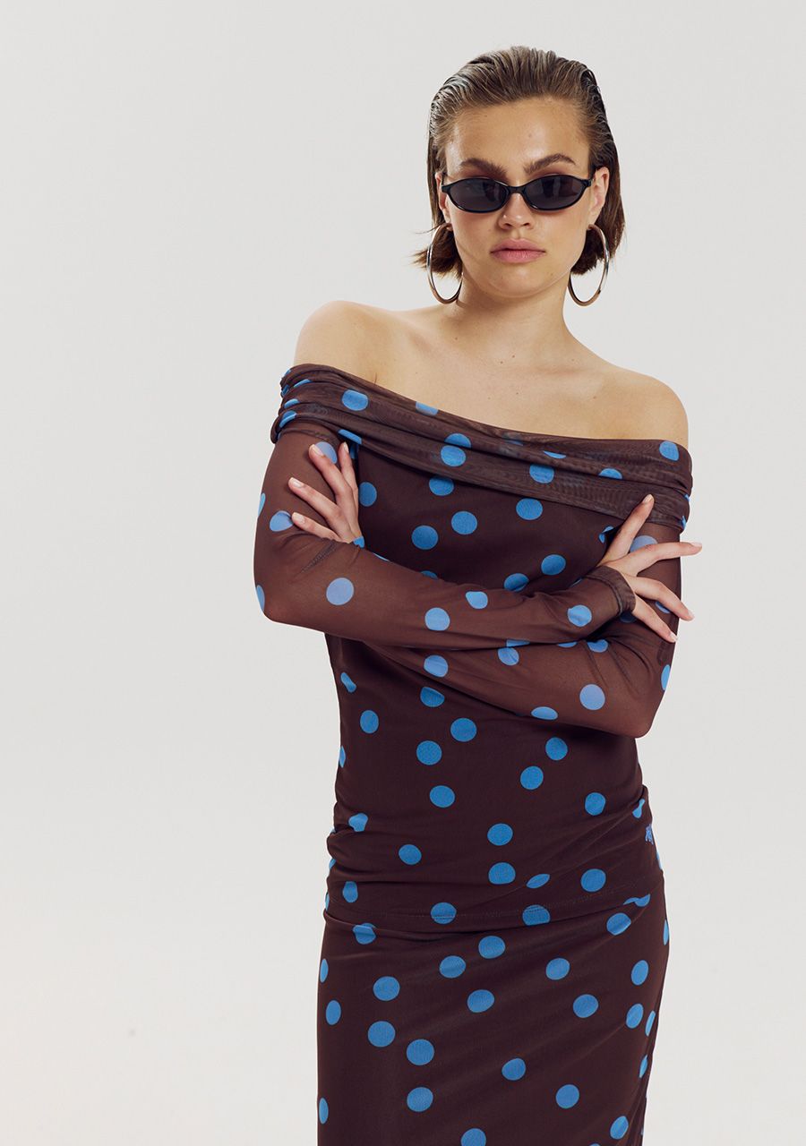 HARPER &amp; YVE TOP JENNY-LS BLUE POLKA DOT
