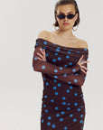 HARPER & YVE TOP JENNY-LS BLUE POLKA DOT