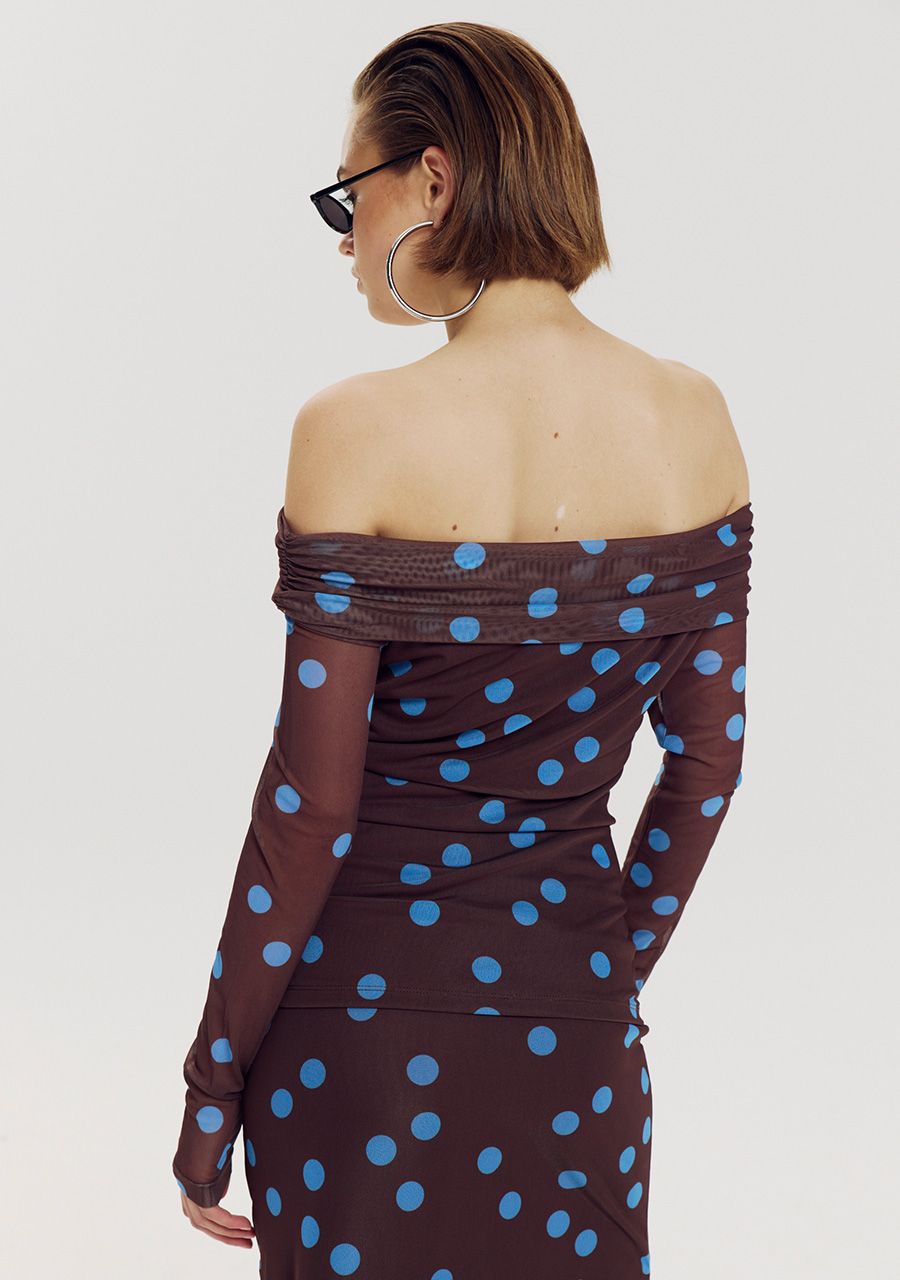 HARPER &amp; YVE TOP JENNY-LS BLUE POLKA DOT