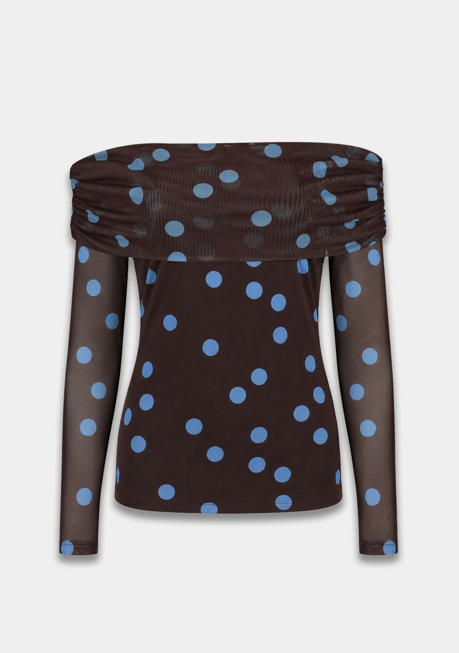 HARPER &amp; YVE TOP JENNY-LS BLUE POLKA DOT