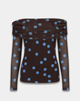 HARPER & YVE TOP JENNY-LS BLUE POLKA DOT