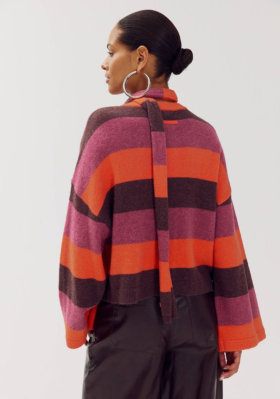 HARPER &amp; YVE VEST INDY-CA CARDIGAN HOT FUDGE STRIPE