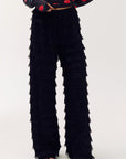 HARPER & YVE PANTS LO-PA WITH RUFFLES AND WIDE LEG BLACK