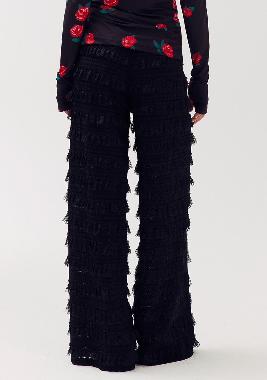 HARPER &amp; YVE PANTS LO-PA WITH RUFFLES AND WIDE LEG BLACK