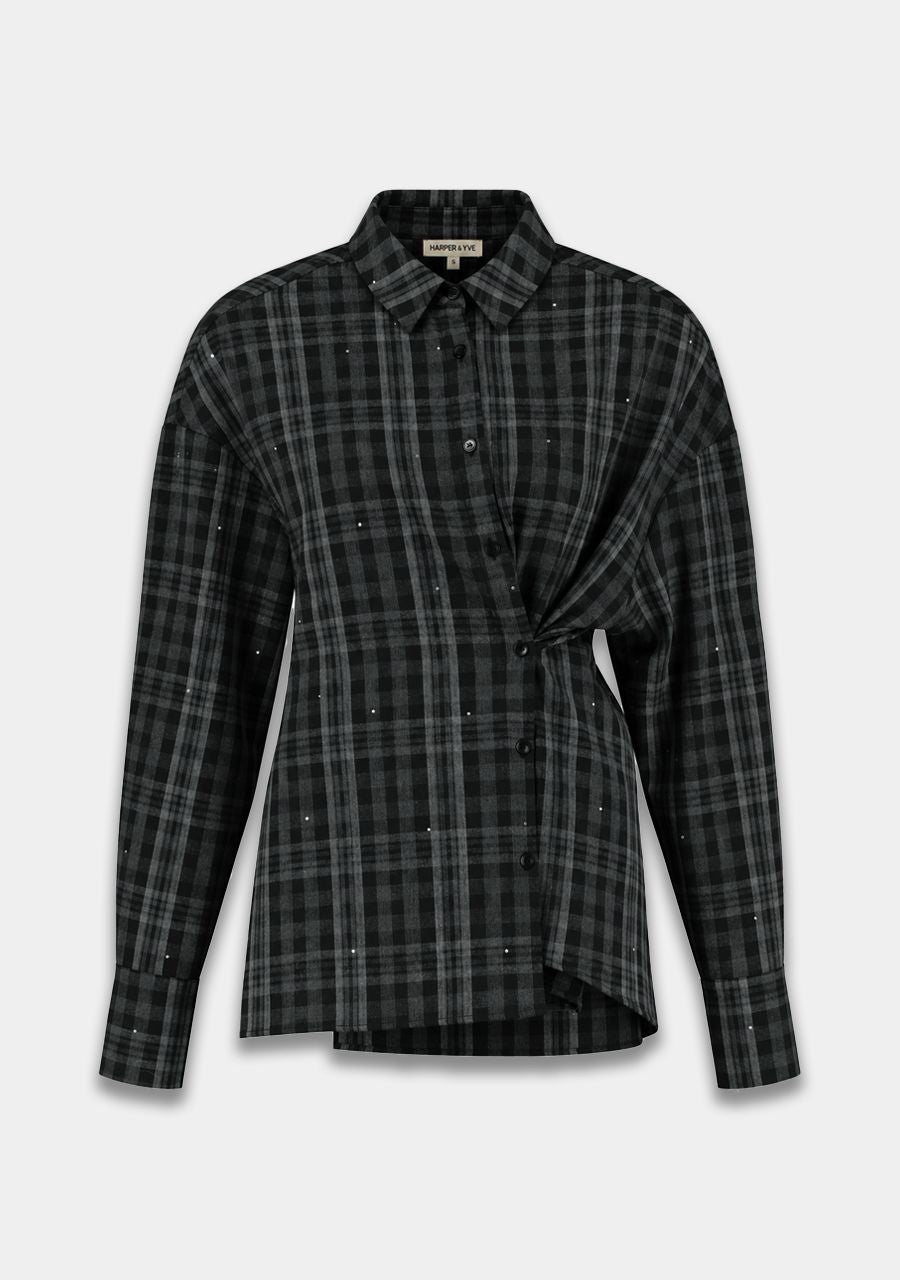 HARPER &amp; YVE BLOUSE KIM-LS GREY CHECK