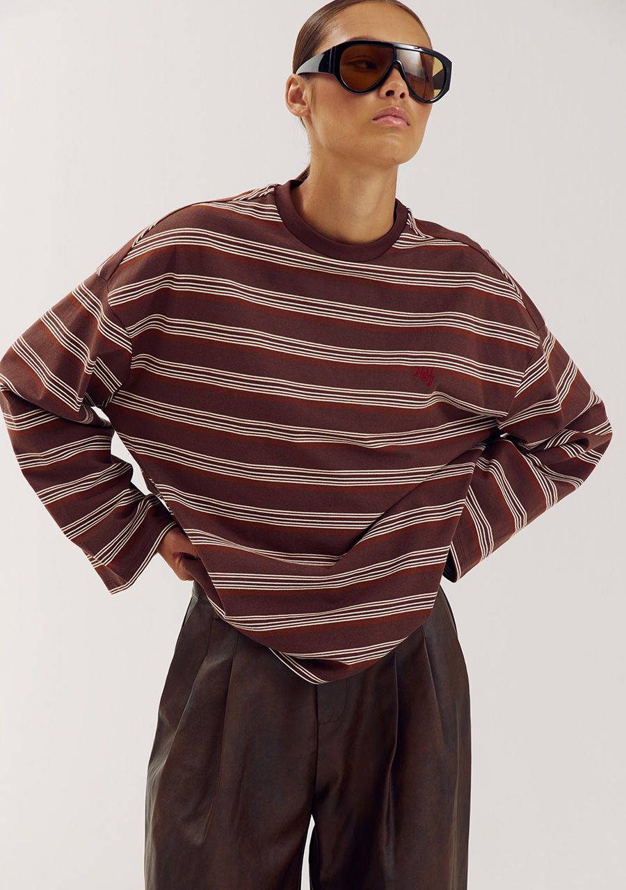 HARPER &amp; YVE SWEATER TOMMY-LS BROWN STRIPE