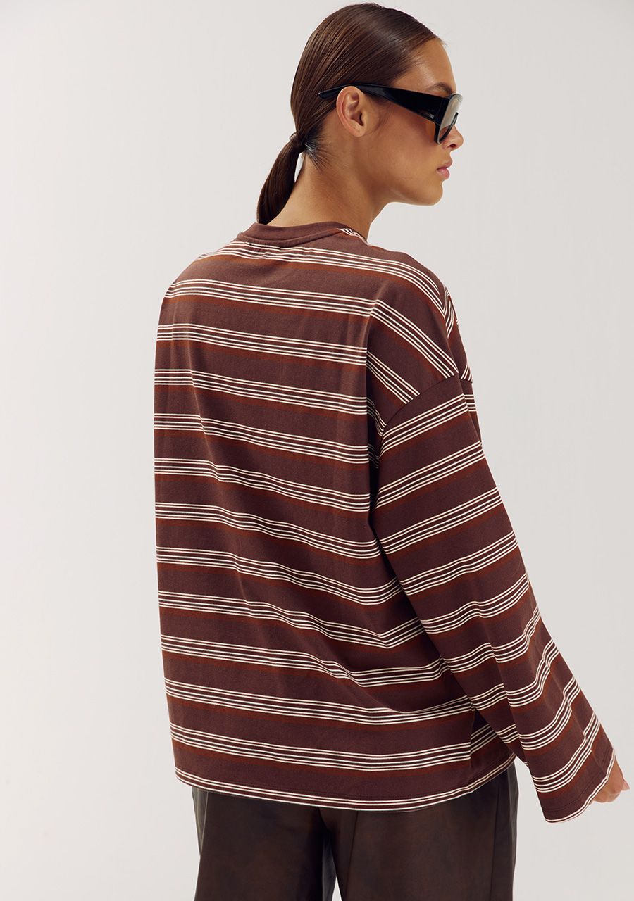 HARPER &amp; YVE SWEATER TOMMY-LS BROWN STRIPE