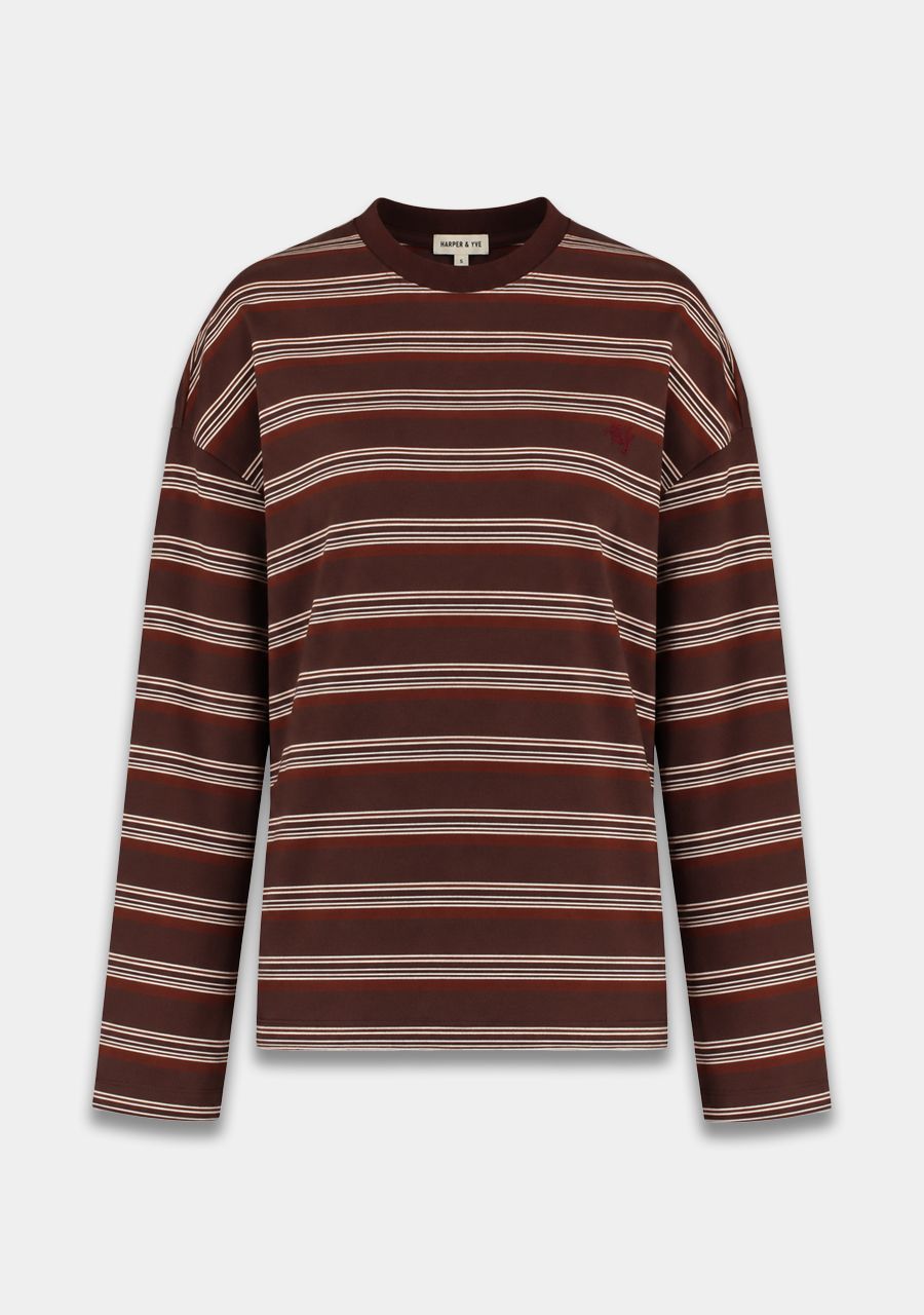HARPER &amp; YVE SWEATER TOMMY-LS BROWN STRIPE