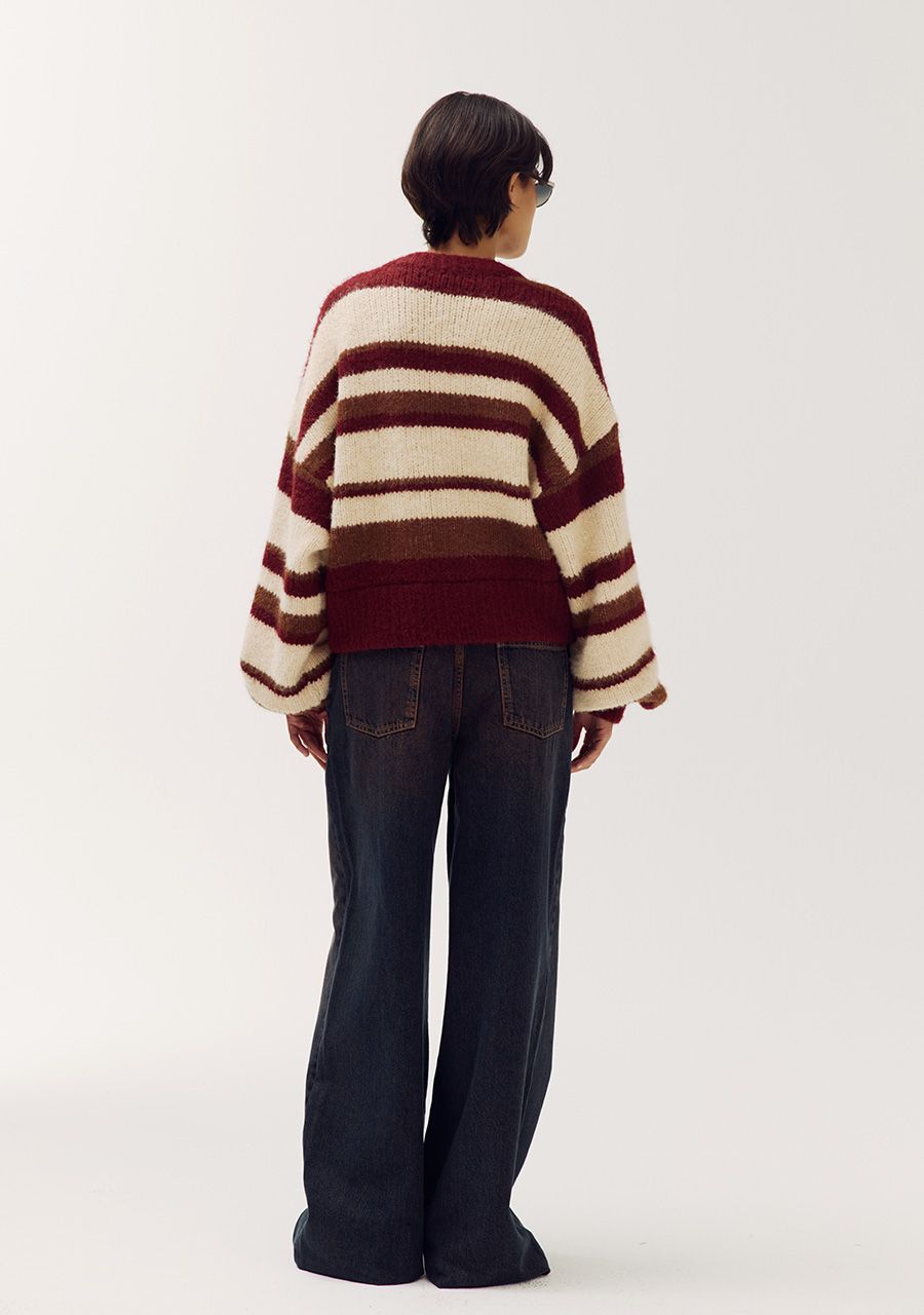 HARPER &amp; YVE VEST NOOR-CA CARDIGAN DARK RED STRIPE