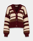 HARPER & YVE VEST NOOR-CA CARDIGAN DARK RED STRIPE