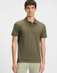 BOSS MEN POLO SLIM FIT STRETCH WITH LOGOPATCH OPEN GREEN