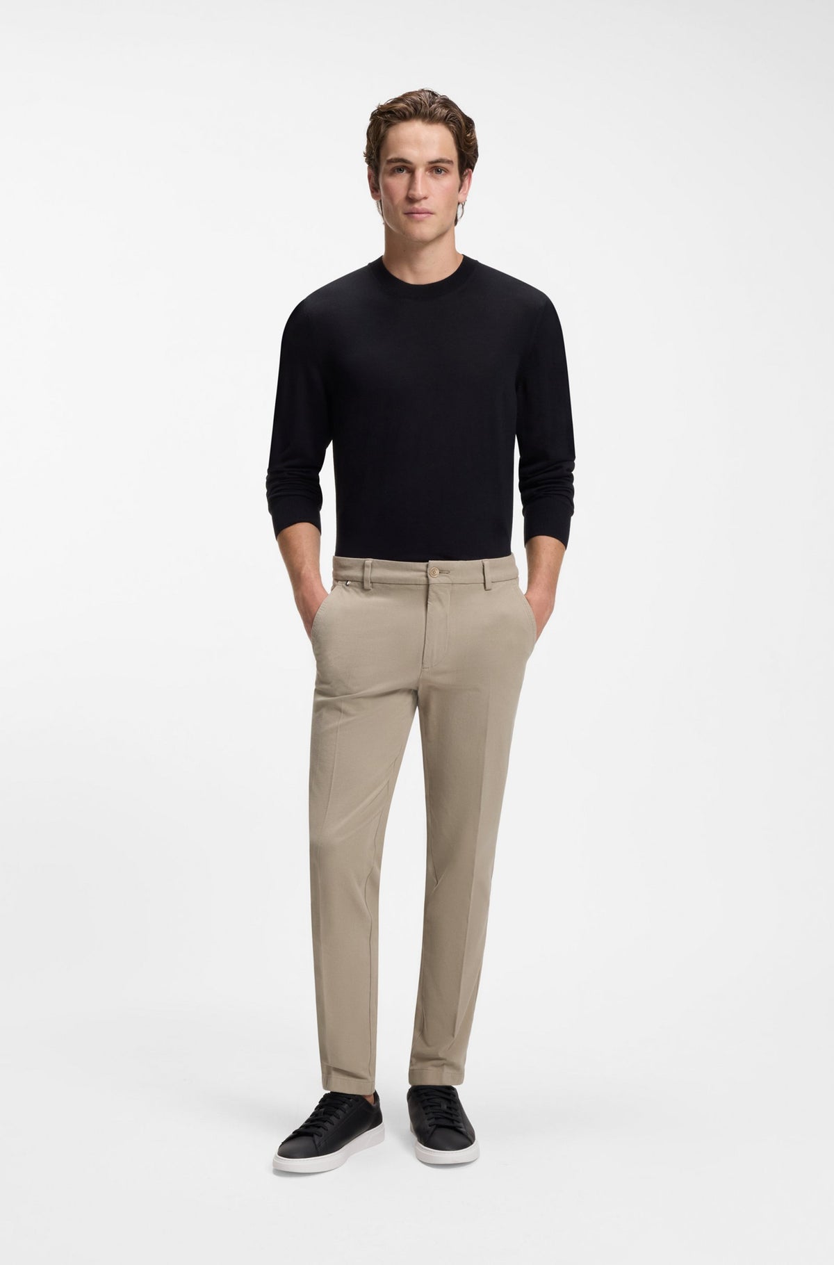 BOSS MEN PANTS H-KAITON1 SLIM FIT OPEN BEIGE