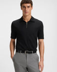 BOSS MEN POLO PIQUE STRUCTURE AND ZIPPER BLACK