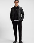 BOSS MEN JAS SHIRT-STYLE JACKET IN NAPPA LEATHER BLACK