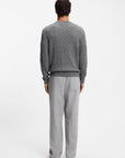 BOSS MEN PULLOVER CABLE KNIT WOOL AND CASHMERE MEDIUM GREY