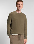 BOSS MEN PULLOVER REGULAR FIT RIBBED STRUCTURE OPEN BROWN