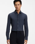BOSS MEN OVERHEMD P-HANK-S-K-261 SLIM FIT STRETCH OPEN BLUE