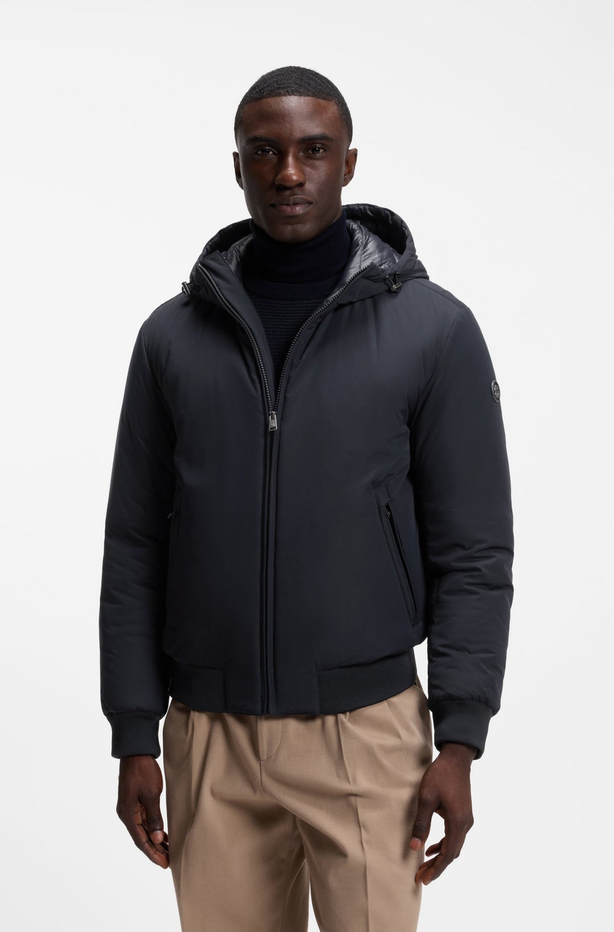 BOSS MEN JAS C-CANIOL WATER REPELLENT PUFFER JACKET DOUBLE B-MONOGRAM DARK BLUE
