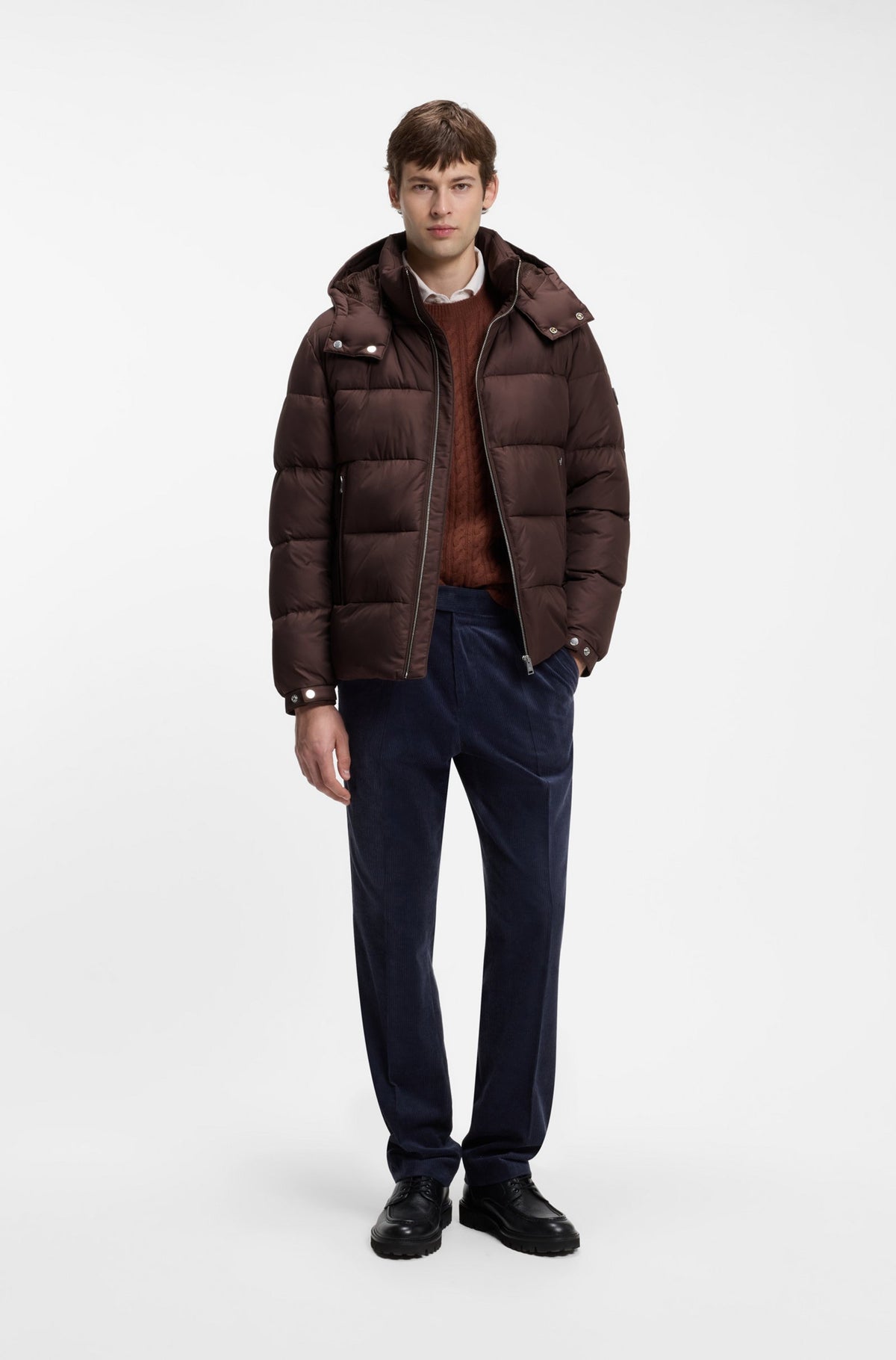 BOSS MEN JAS H-COLTER WATER REPELLENT PUFFER JACKET DARK BROWN