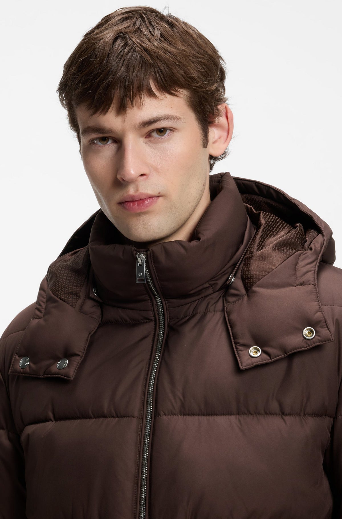 BOSS MEN JAS H-COLTER WATER REPELLENT PUFFER JACKET DARK BROWN