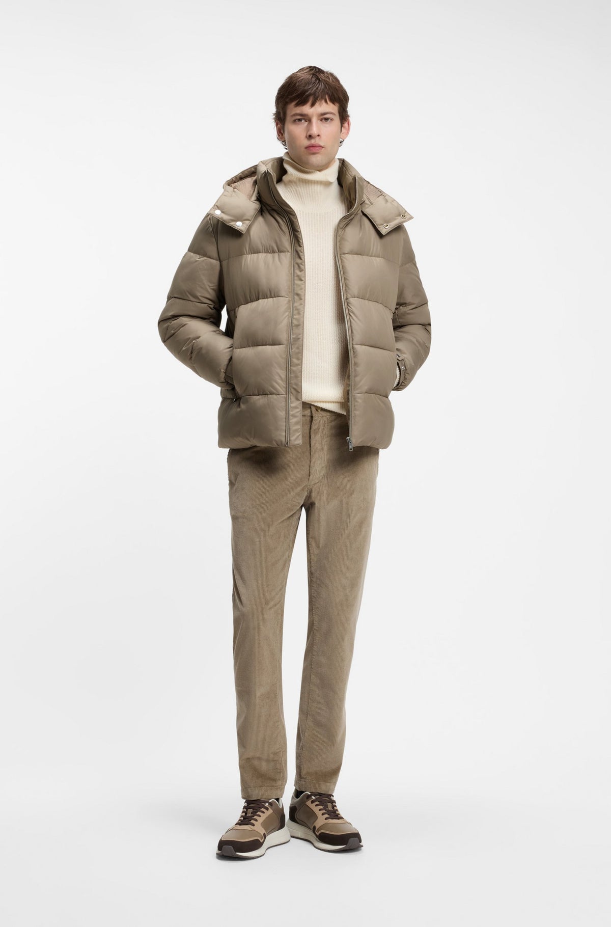 BOSS MEN JAS H-COLTER WATER REPELLENT PUFFER JACKET LIGHT BROWN