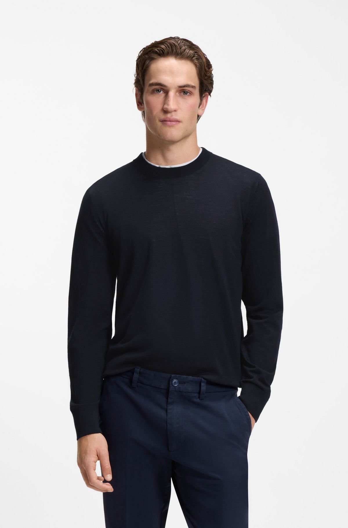 BOSS MEN PULLOVER H-LENO REGULAR FIT DARK BLUE
