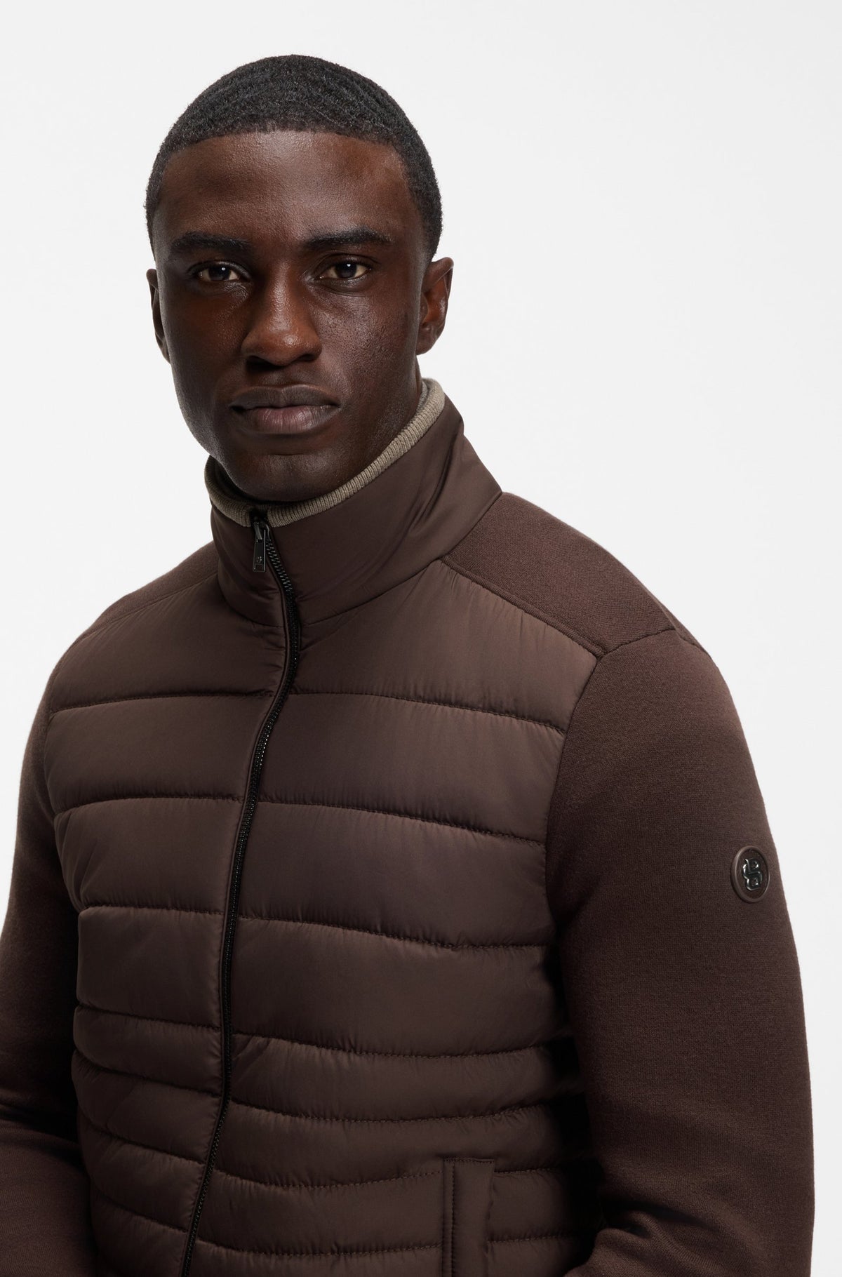 BOSS MEN JAS H-FACENTE ZIPPER AND PADDED FRONT DARK BROWN